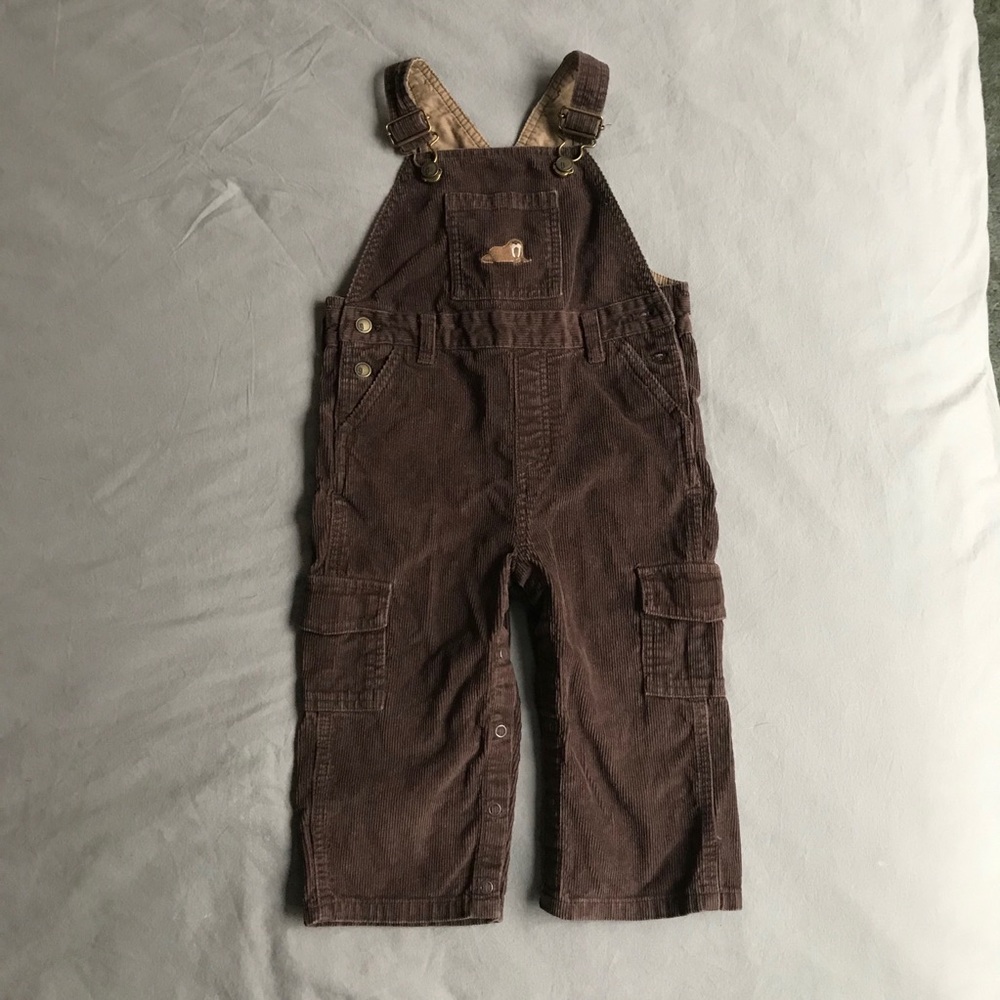 Gymboree chocolate cord overalls 18-24 mos.